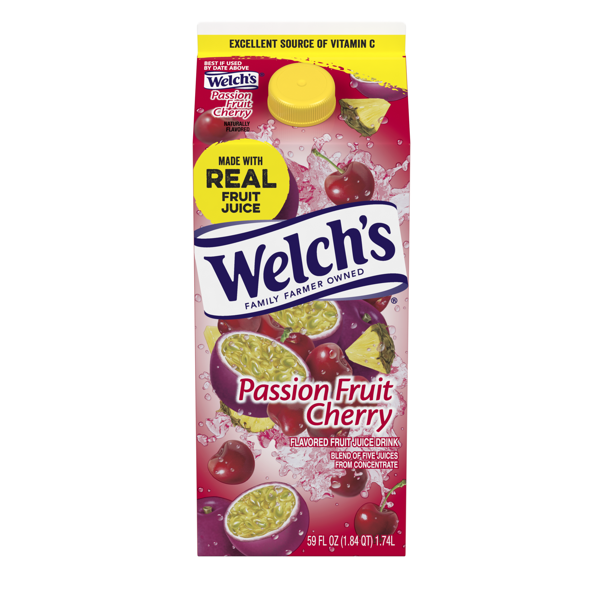 slide 1 of 4, Welch's Passion Fruit Cherry Fruit Juice Drink, 59 Fl Oz carton, 59 fl oz