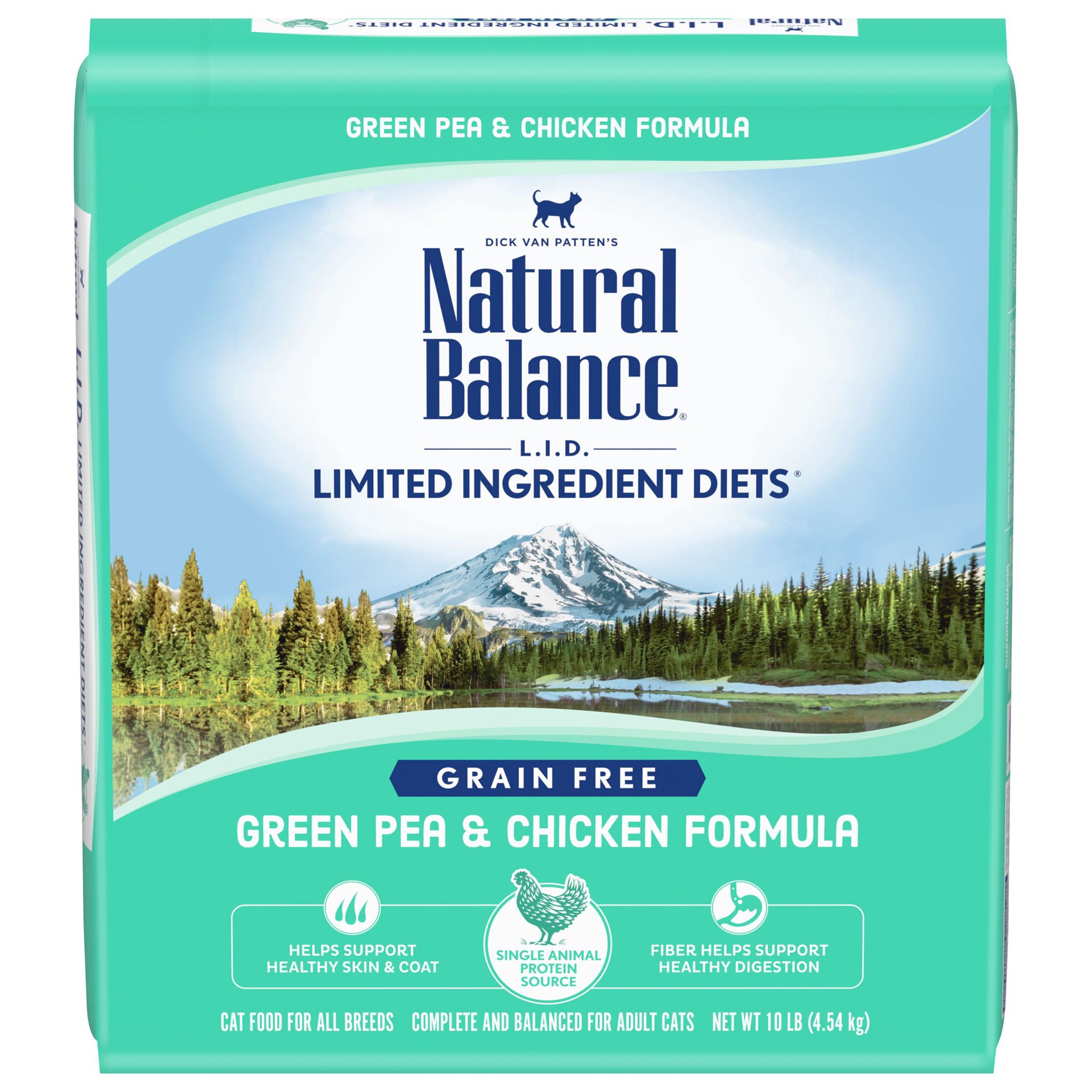 slide 1 of 6, Natural Balance Limited Ingredient Diets Green Pea & Chicken Formula Dry Cat Food, 10 Pounds, Grain Free, 10 lb