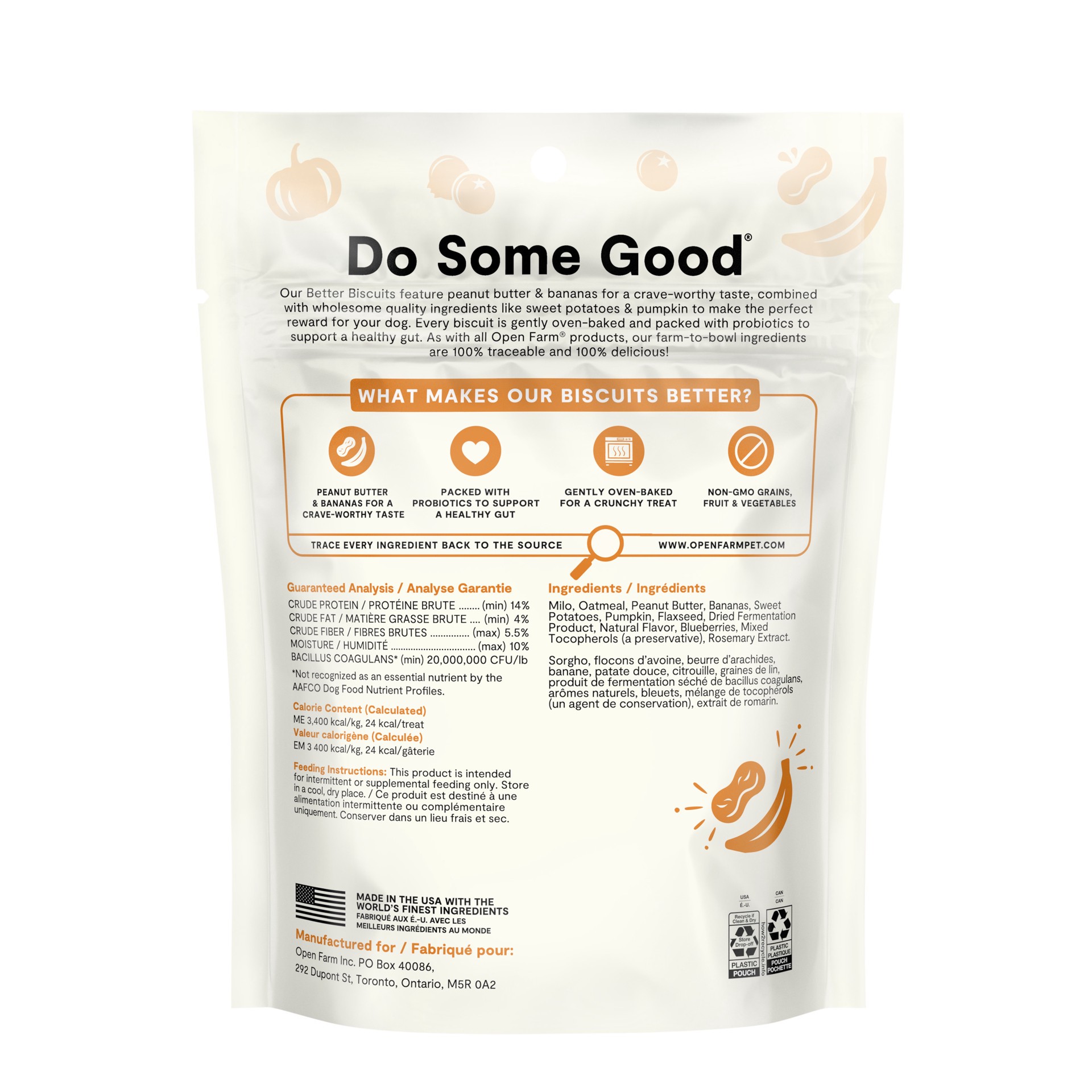 slide 2 of 2, OPEN FARM Better Biscuits With Peanut Butter & Banana Treats 8 oz, 8 oz