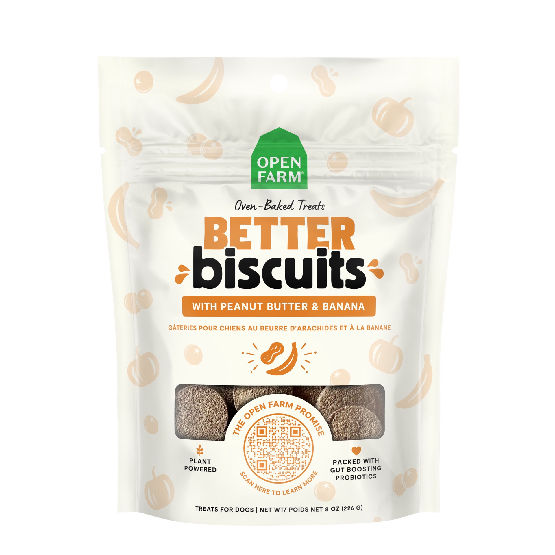 slide 1 of 2, OPEN FARM Better Biscuits With Peanut Butter & Banana Treats 8 oz, 8 oz