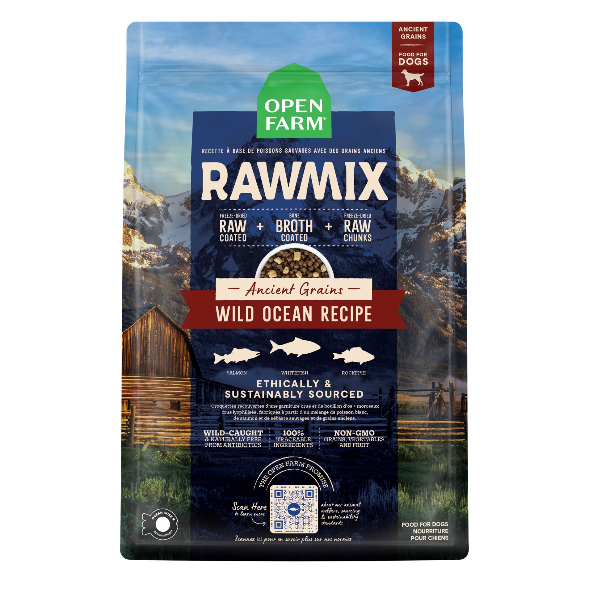 slide 1 of 2, OPEN FARM RawMix Wild Ocean Ancient Grain Kibble For Dogs 20 lb, 20 lb