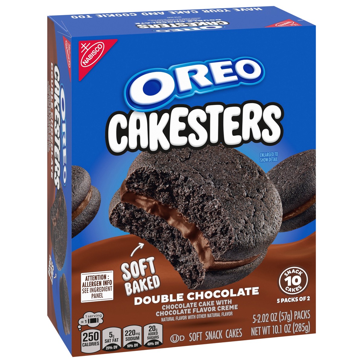 slide 2 of 15, OREO Cakesters Double Chocolate Soft Snack Cakes, 5 - 2.02 oz Snack Packs, 10.10 oz