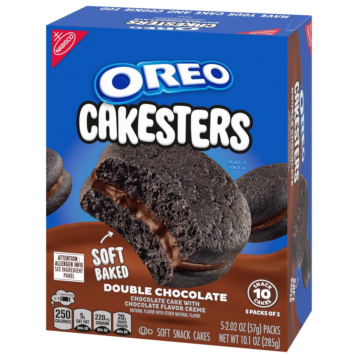 slide 3 of 15, OREO Cakesters Double Chocolate Soft Snack Cakes, 5 - 2.02 oz Snack Packs, 10.10 oz