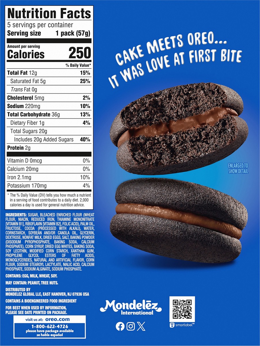slide 4 of 15, OREO Cakesters Double Chocolate Soft Snack Cakes, 5 - 2.02 oz Snack Packs, 10.10 oz