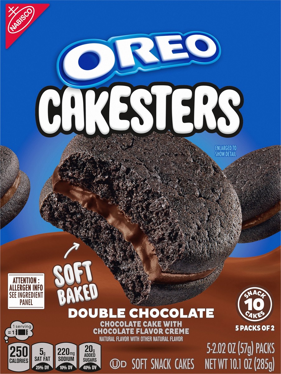 slide 14 of 15, OREO Cakesters Double Chocolate Soft Snack Cakes, 5 - 2.02 oz Snack Packs, 10.10 oz