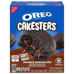 OREO Cakesters Double Chocolate Soft Snack Cakes, 5 - 2.02 oz Snack Packs