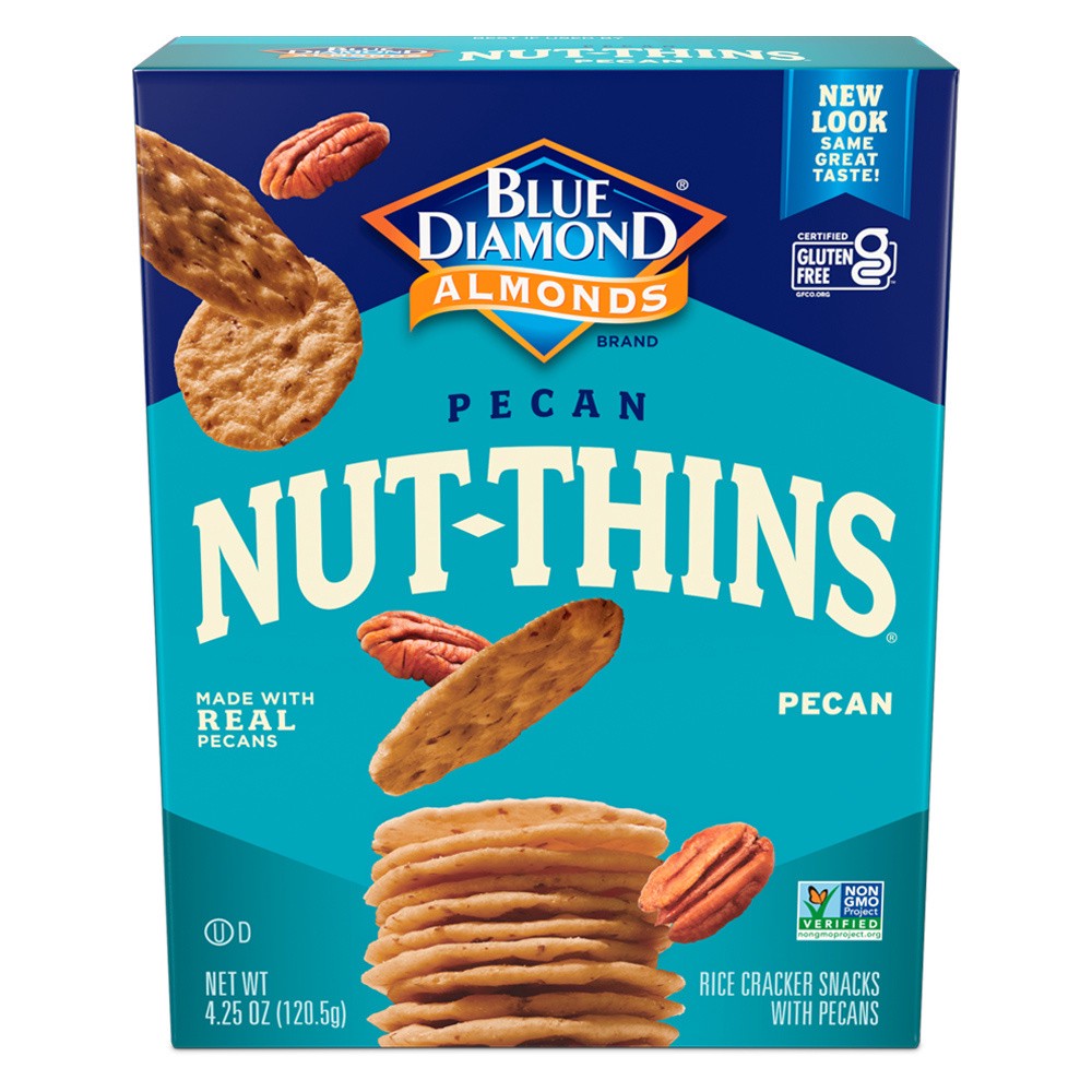 slide 1 of 12, Blue Diamond Nut Thins Crackers, Pecan, 4.25oz Box, 4.25 oz