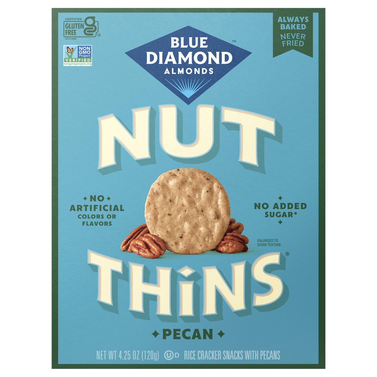 slide 1 of 12, Blue Diamond Nut-Thins Pecan Rice Cracker Snacks 4.25 oz, 4.25 oz