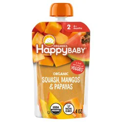 Happy Baby Organics Clearly Crafted, Stage 2, Squash Mango Papaya Organic Baby Food, 4 oz Pouch