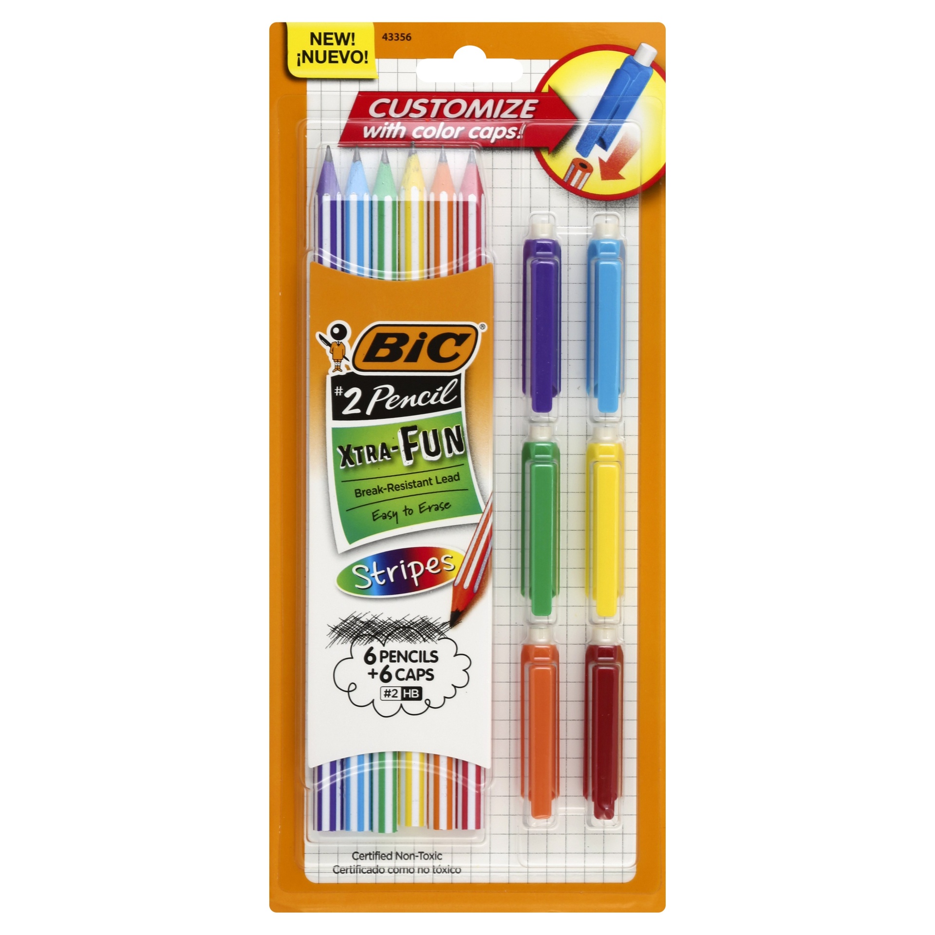 slide 1 of 1, BIC Xtra-Fun Custom Graphite Pencil, #2, 6 ct