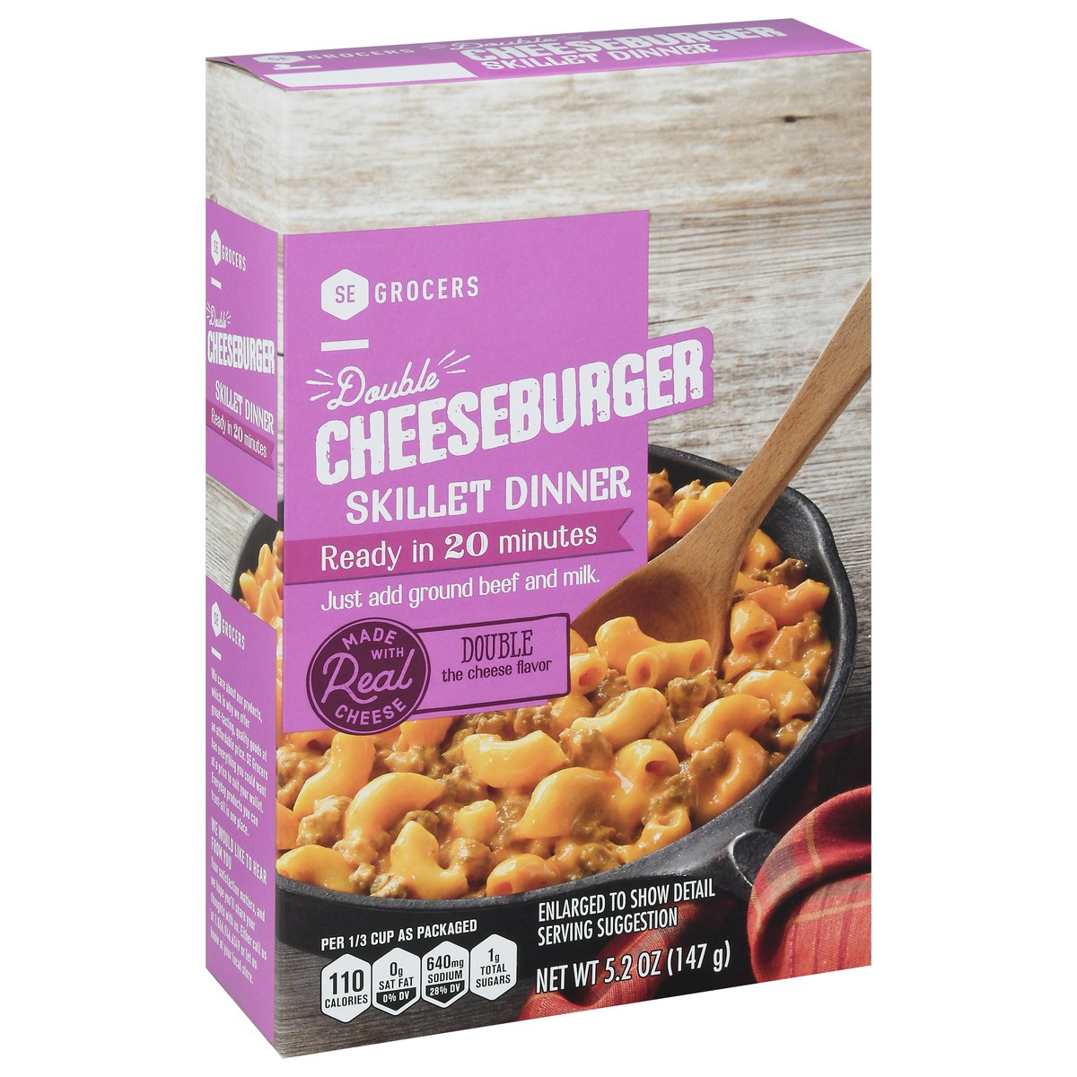 slide 6 of 9, SE Grocers Sklt Dnr Double Cheesebur, 5.2 oz