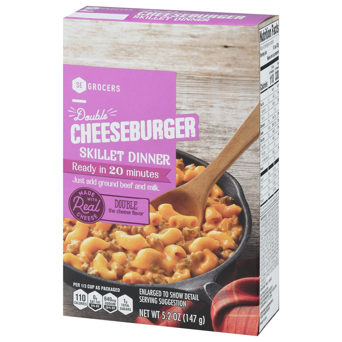 slide 3 of 9, SE Grocers Sklt Dnr Double Cheesebur, 5.2 oz