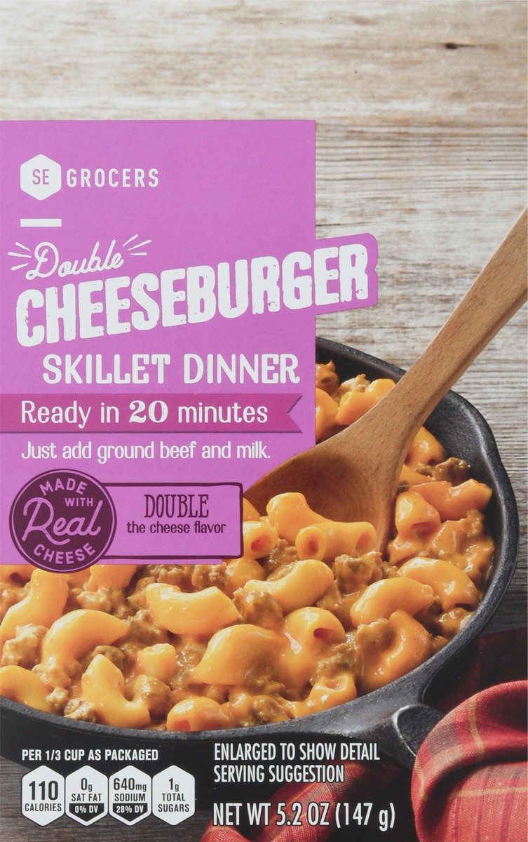 slide 4 of 9, SE Grocers Sklt Dnr Double Cheesebur, 5.2 oz