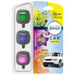 Febreze Car Air Freshener, Odor-Fighting Automotive Vent Clip, Mixed Gain Scent, 3 Count