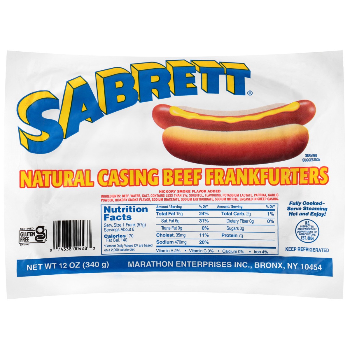 slide 3 of 14, Sabrett Natural Casing Beef Frankfurters 12 oz, 12 oz