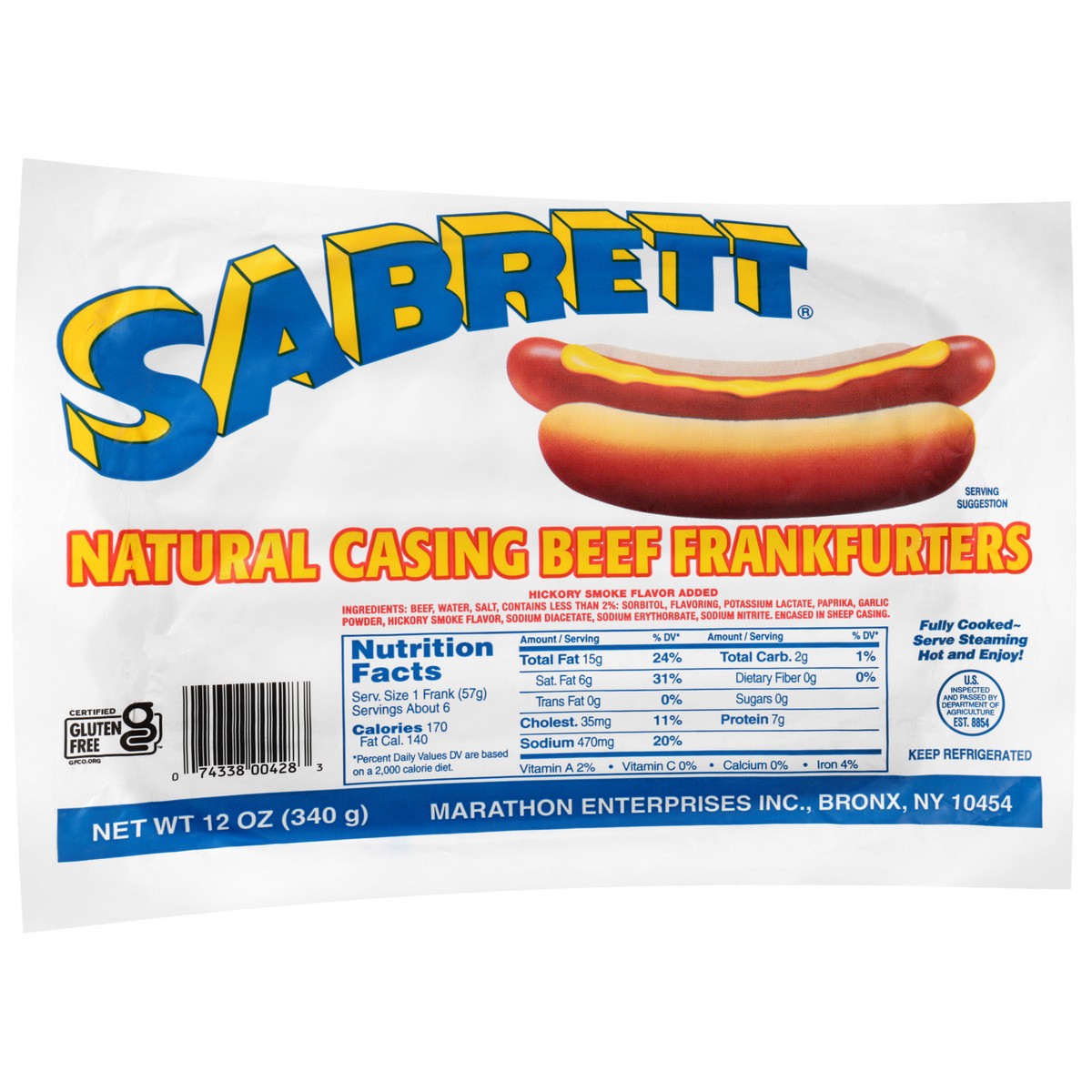 slide 6 of 14, Sabrett Natural Casing Beef Frankfurters 12 oz, 12 oz