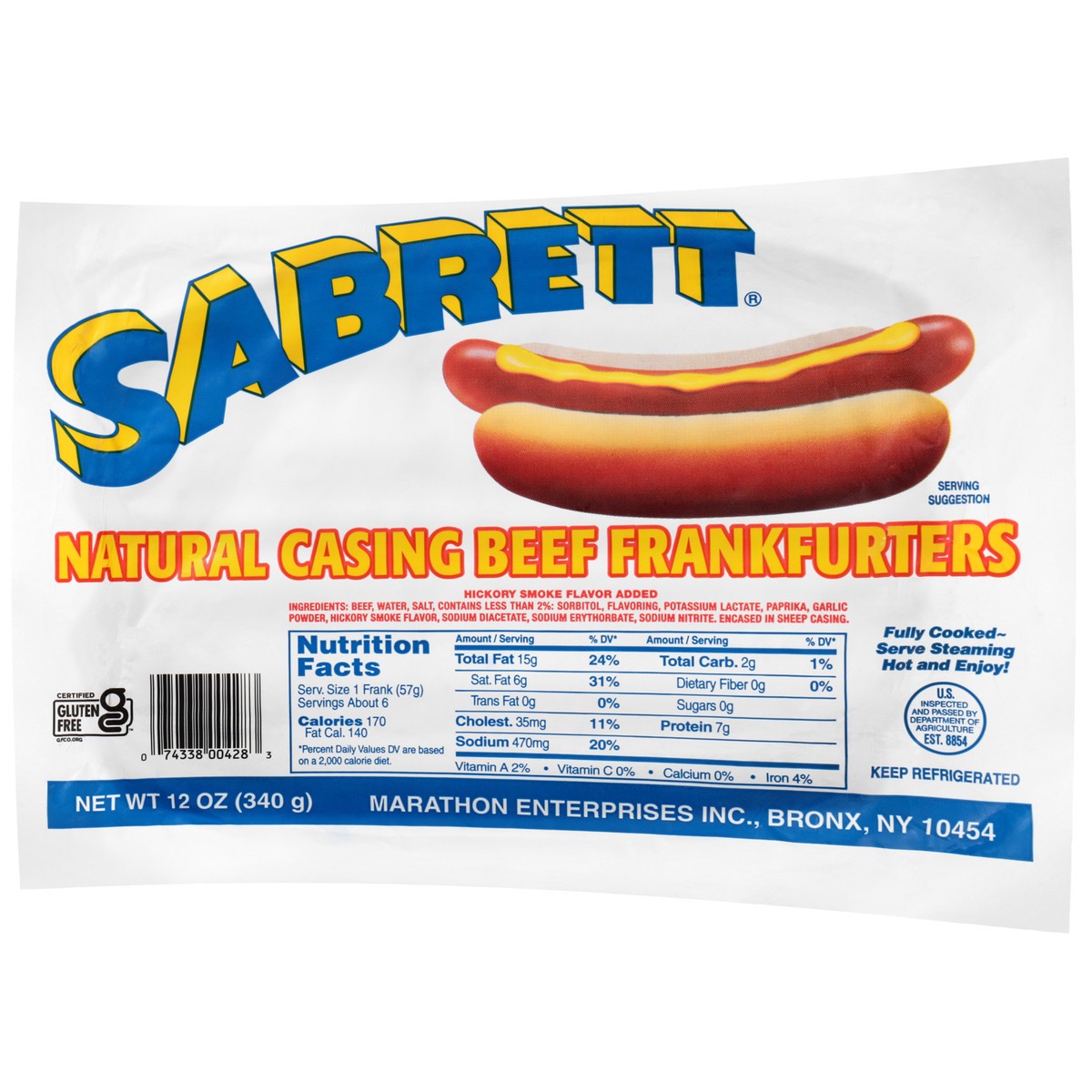 slide 4 of 14, Sabrett Natural Casing Beef Frankfurters 12 oz, 12 oz