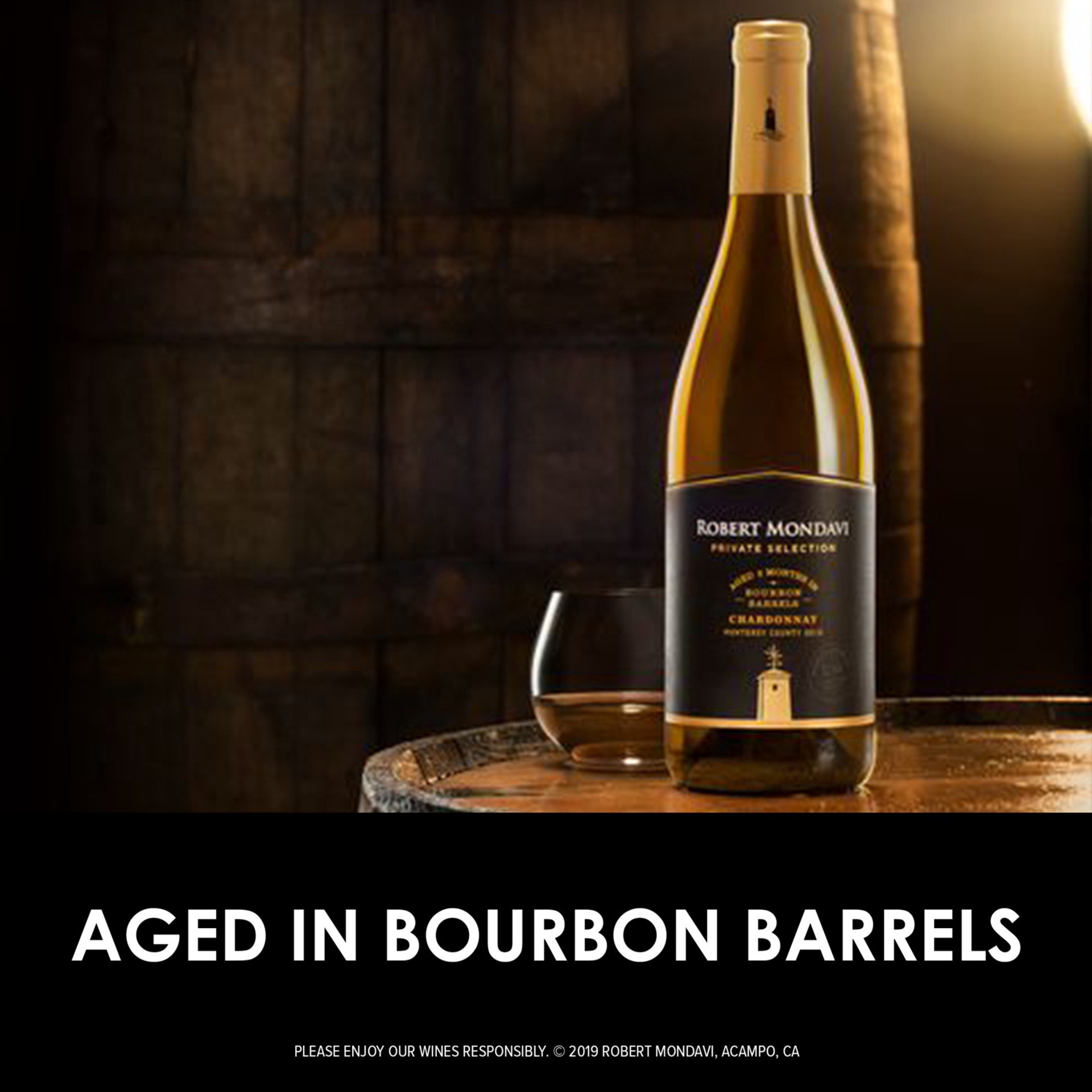 slide 2 of 7, Robert Mondavi Private Selection Bourbon Barrel Aged Chardonnay White Wine, 750 mL Bottle, 25.36 fl oz