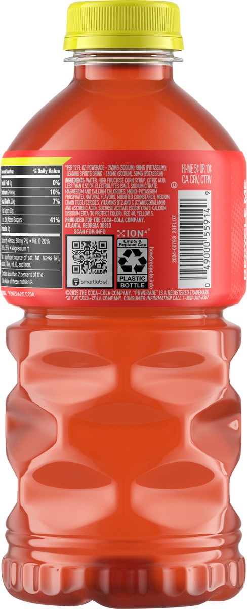 slide 11 of 12, Powerade Xtra Sour Peach Pucker Bottle, 28 fl oz, 28 fl oz
