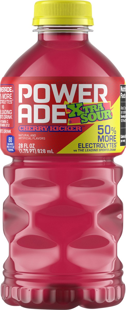 slide 9 of 12, Powerade Xtra Sour Cherry Kicker Bottle, 28 fl oz, 28 fl oz