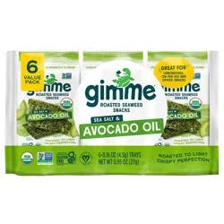 GimMe Organic Roasted Sea Salt & Avocado Oil Seaweed Snacks Value Pack 6 - 0.16 oz Trays