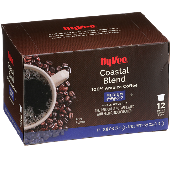 slide 1 of 1, Hy-vee Medium Roast Coastal Blend 100% Arabica Coffee Single Serves Cups - 4.02 oz, 4.02 oz