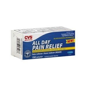 slide 1 of 1, CVS Pharmacy Pain Reliever/Fever Reducer All Day Caplets 220 Mg, 150 ct