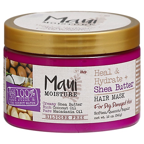 slide 1 of 1, Maui Moisture Hair Mask Heal & Hydrate + Shea Butter For Dry Damaged Hair, 12 oz