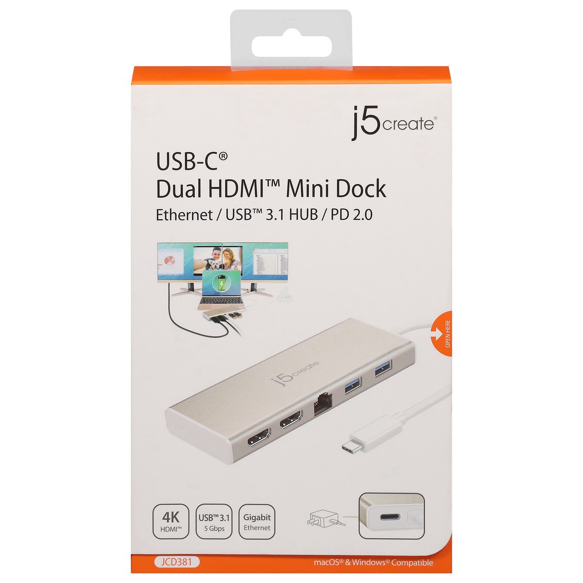 slide 4 of 12, j5create Dual HDMI USB-C Mini Dock 1 ea, 1 ct