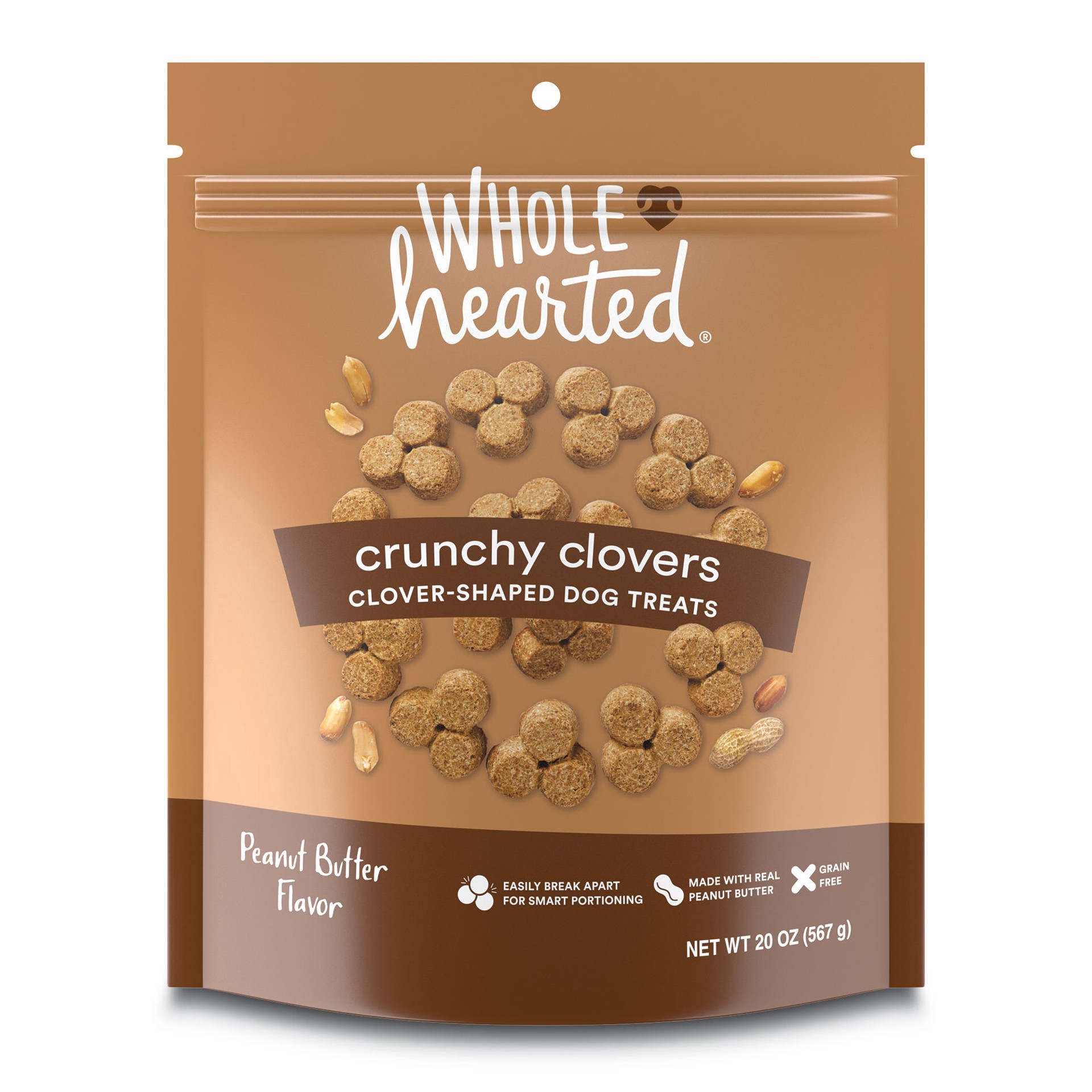 slide 1 of 1, WholeHearted Grain Free Peanut Butter Biscuit Dog Treats, 20 oz., 20 oz