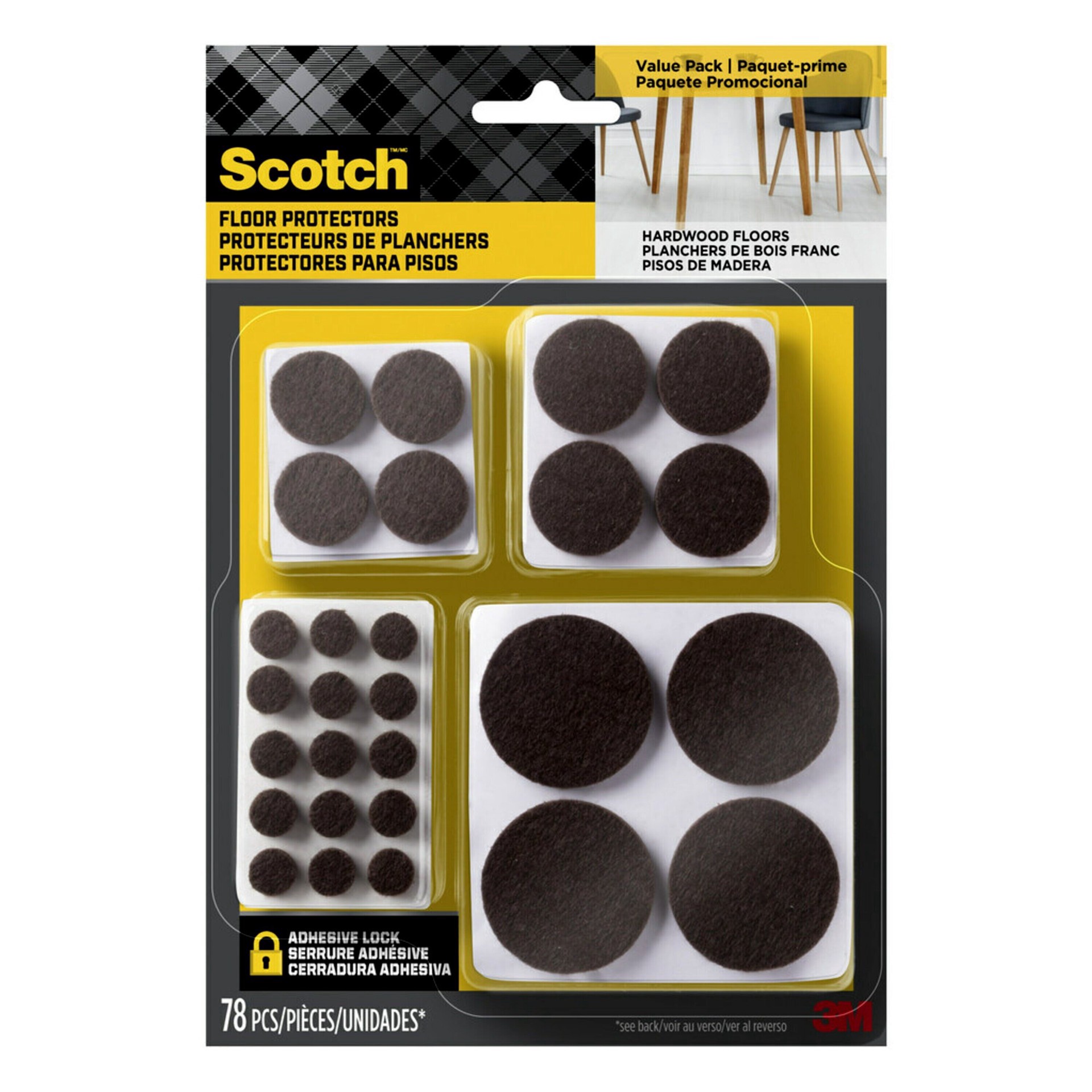 slide 1 of 6, 3M Scotch Round Felt Multi Pack Pads - Brown, 78 ct