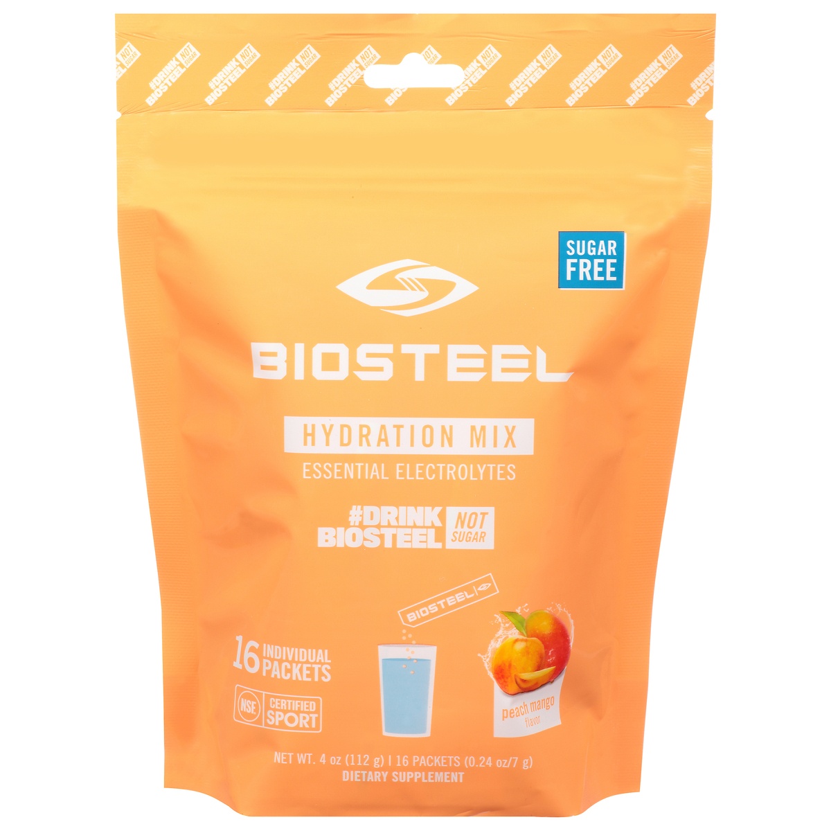 slide 1 of 1, BioSteel Peach Mango Flavor Hydration Mix 16 - 0.24 oz Packets, 16 ct