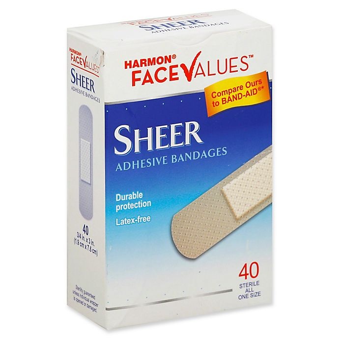 slide 1 of 1, Harmon Face Values 3/4-Inch Sheer Adhesive Fabric Bandage, 40 ct