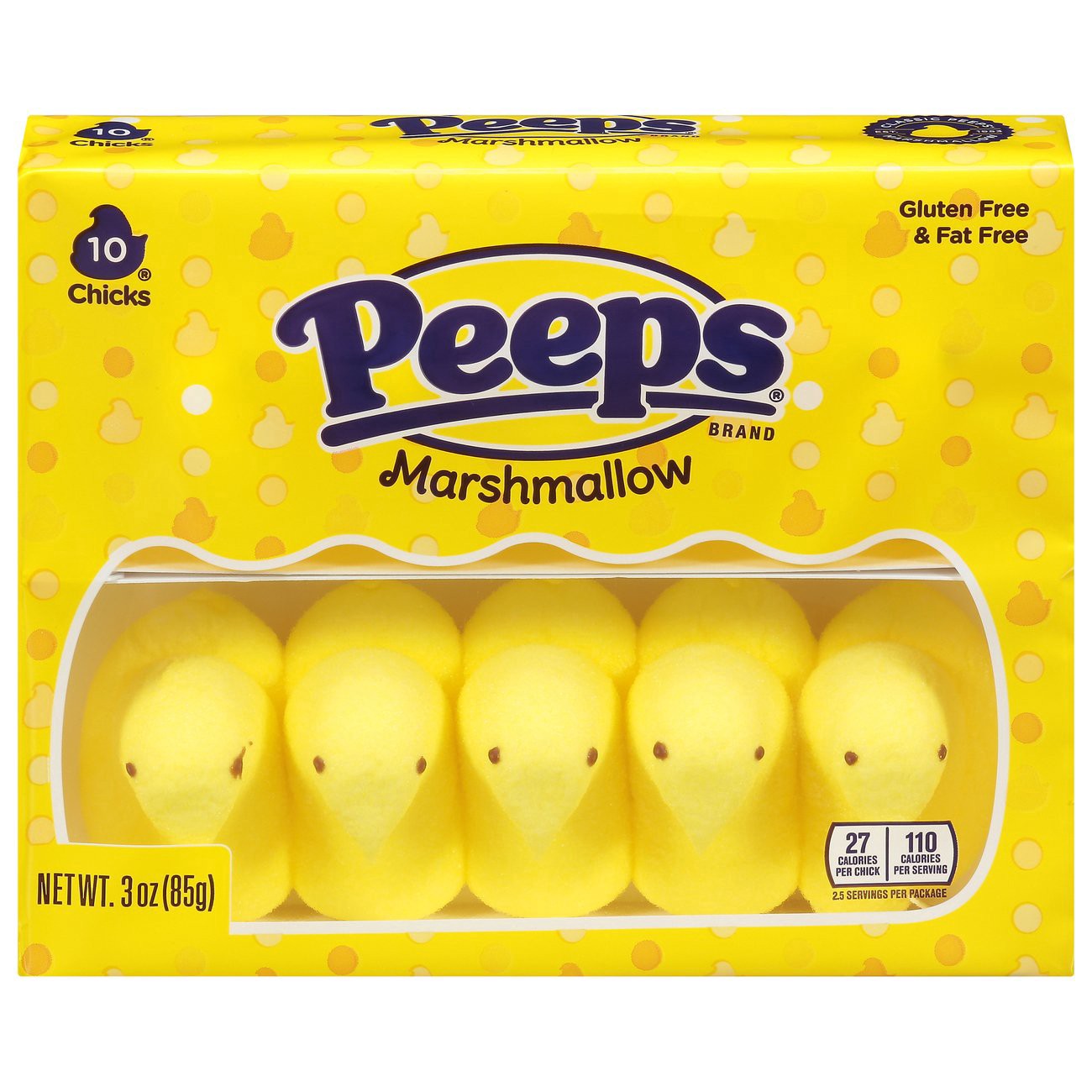 slide 1 of 1, Peeps Marshmallow Easter Chicks - Yellow, 10 ct