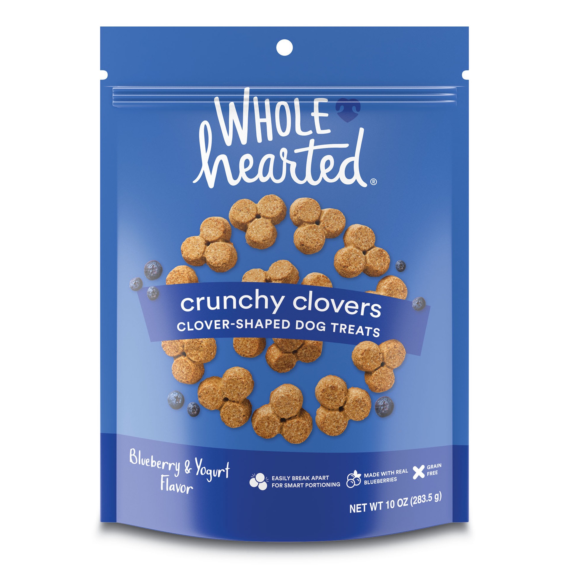 slide 1 of 1, WholeHearted Grain Free Blueberry/Yogurt Dog Treats, 10 oz., 10 oz