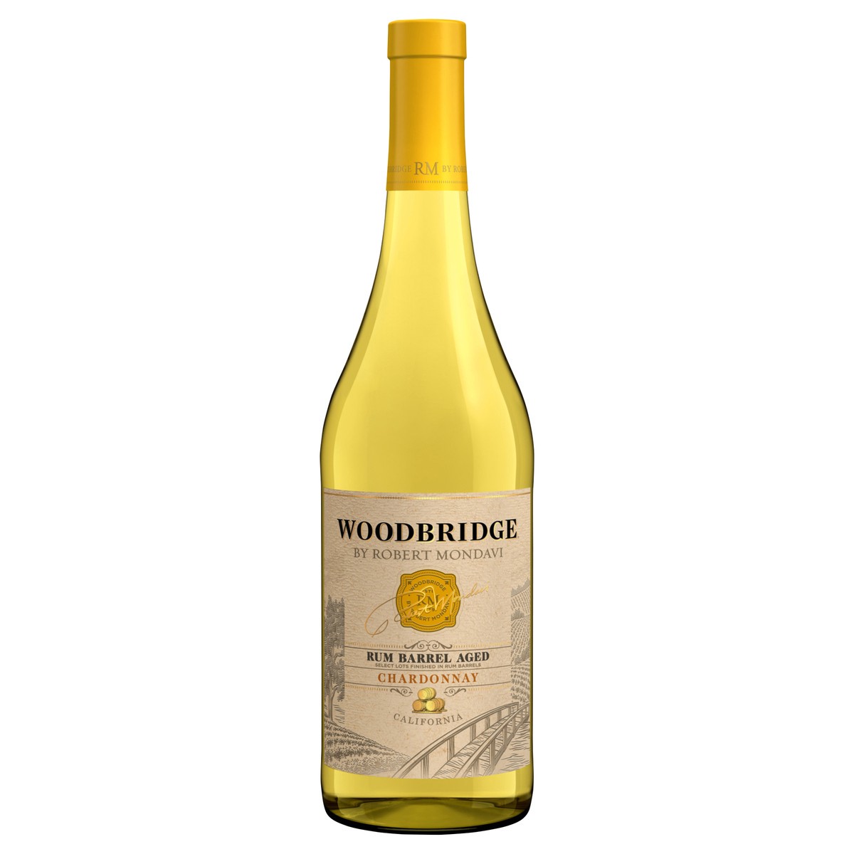 slide 1 of 7, Woodbridge by Robert Mondavi by Robert Mondavi Rum Barrel Aged Chardonnay White Wine, 750 mL Bottle, 25.36 fl oz