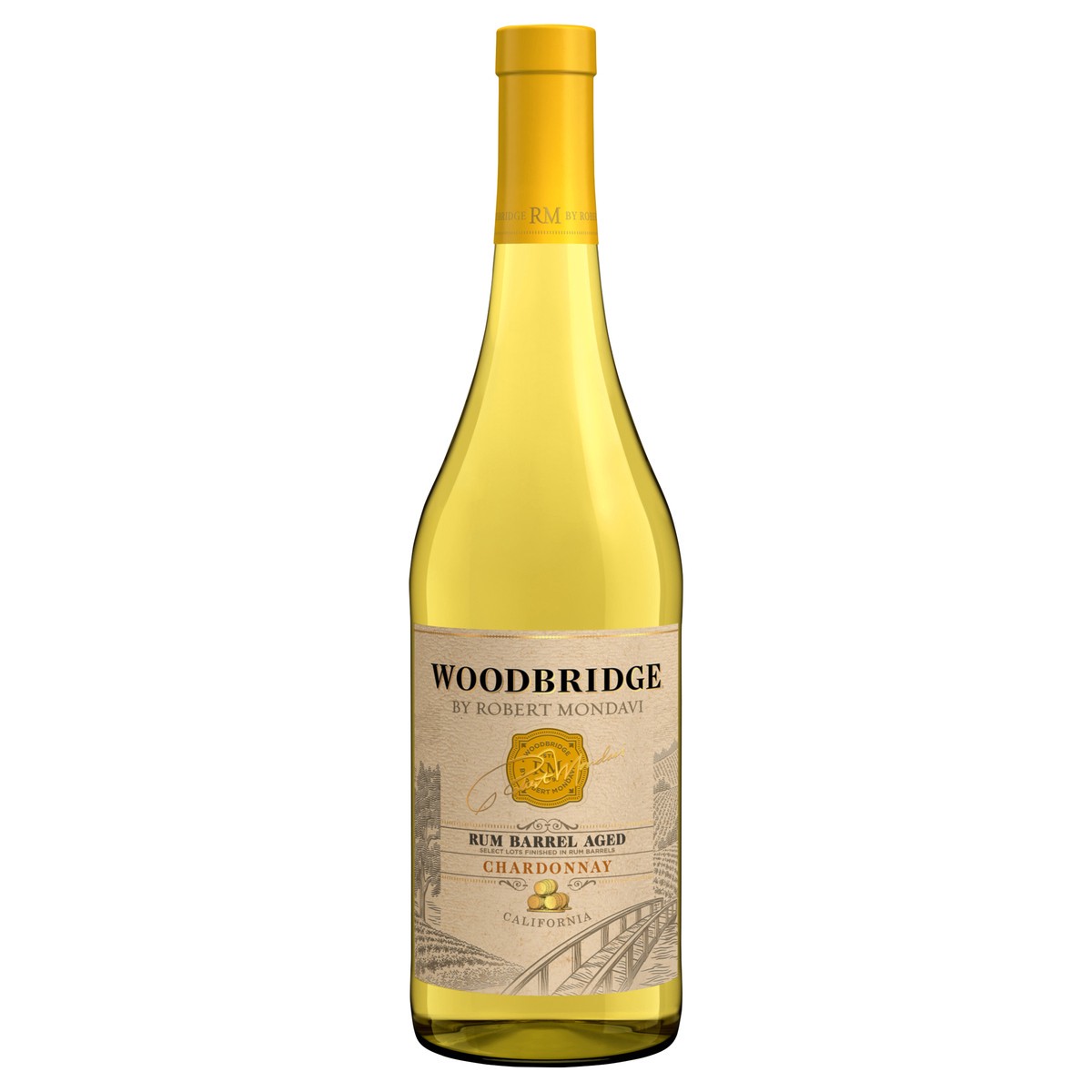 slide 1 of 7, Woodbridge by Robert Mondavi Rum Barrel Aged Chardonnay White Wine, 750 mL Bottle, 25.36 fl oz