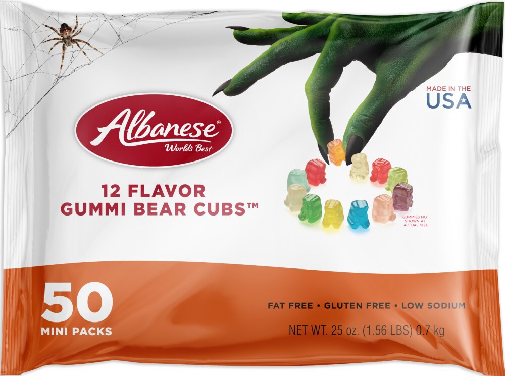 slide 1 of 8, World's Best Albanese Halloween 12 Flavor Gummi Bear Cubs Mini Packs - 25oz/50ct, 25 oz, 50 ct