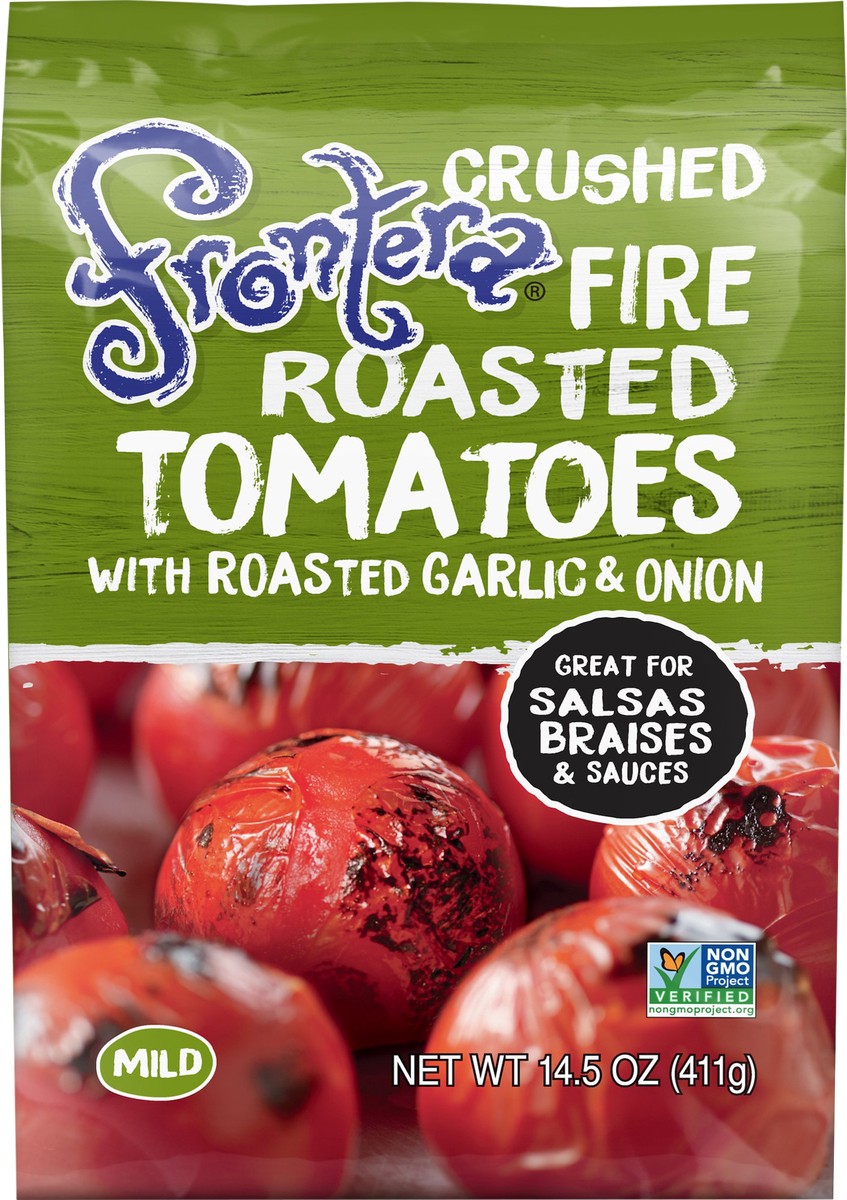 slide 5 of 8, Frontera Mild Crushed Fire Roasted Tomatoes with Roasted Garlic & Onion 14.5 oz, 14.5 oz