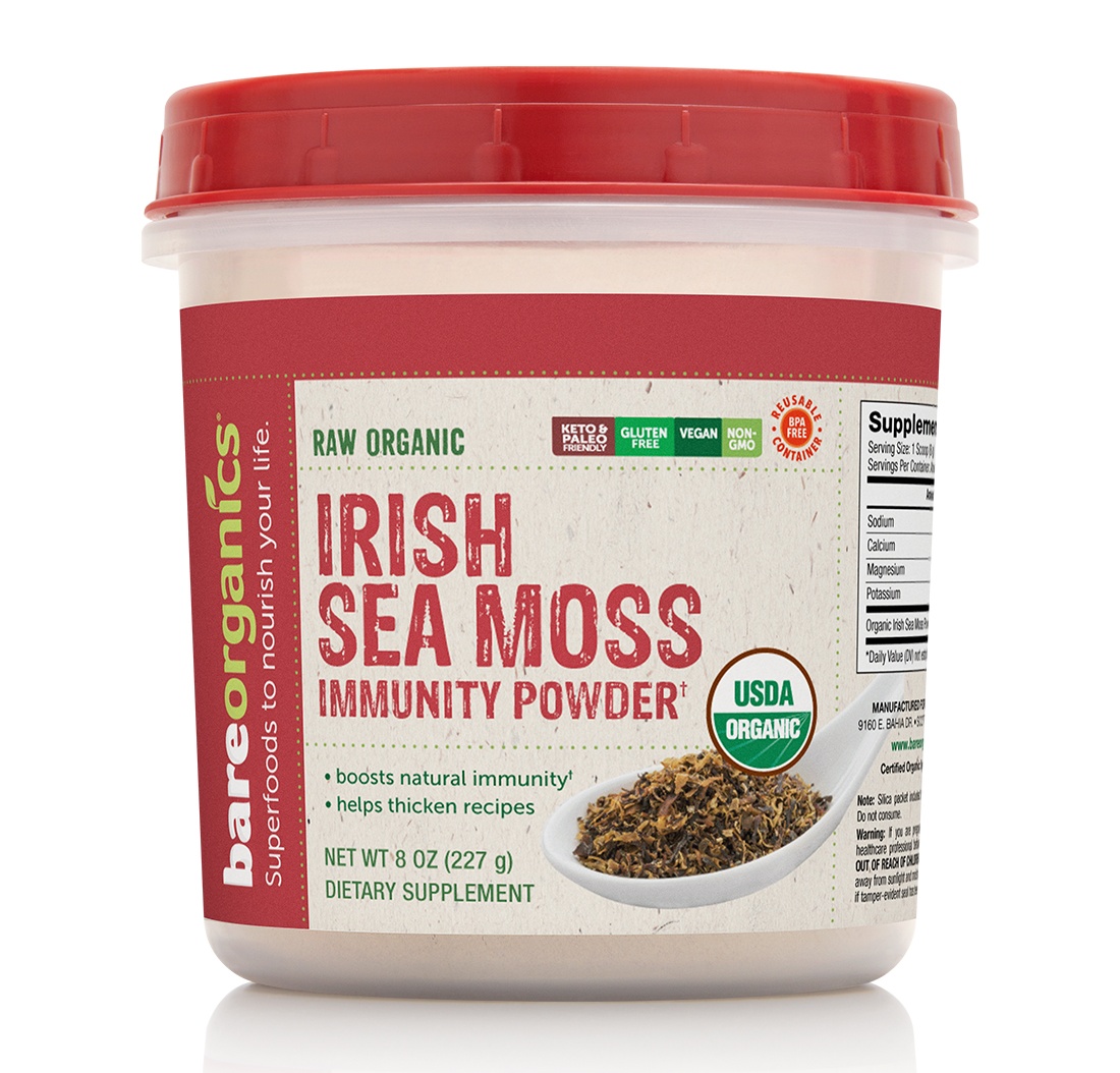 slide 1 of 3, BareOrganics Organic Raw Irish Sea Moss Powder, 8 oz