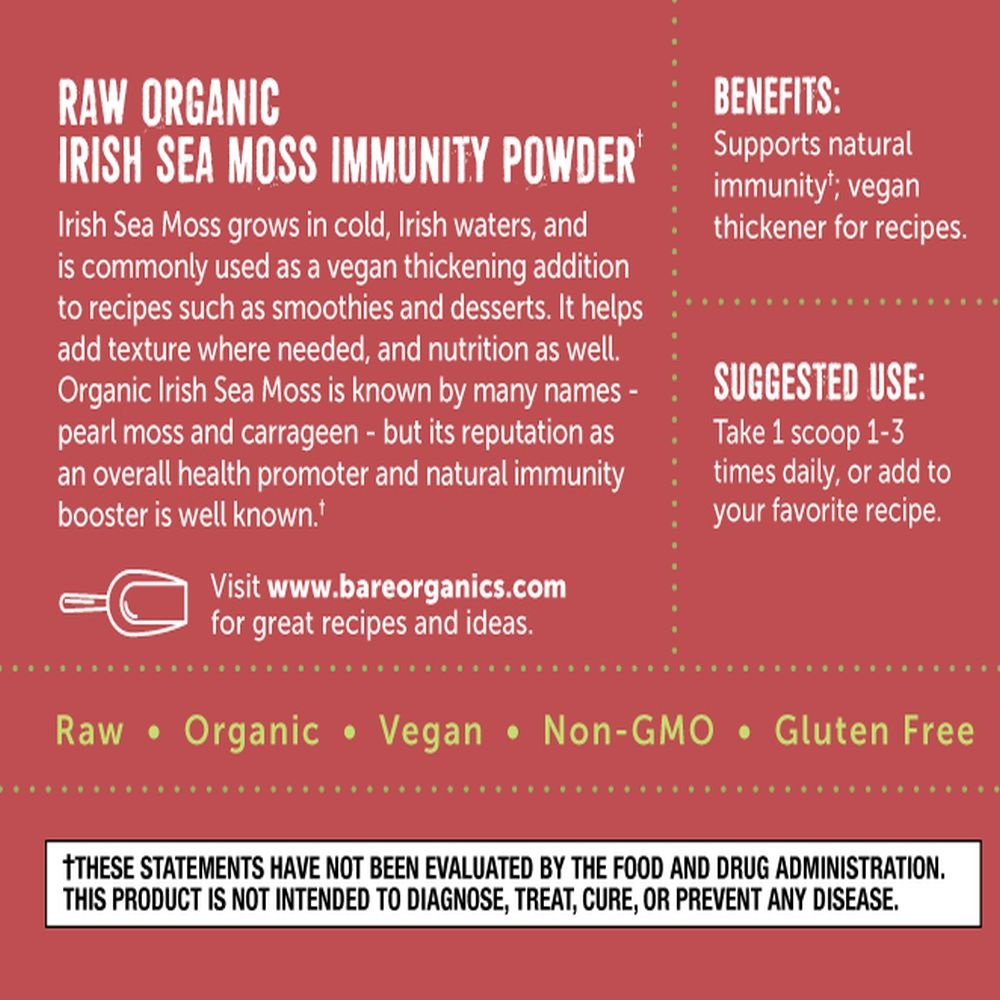 slide 3 of 3, BareOrganics Organic Raw Irish Sea Moss Powder, 8 oz