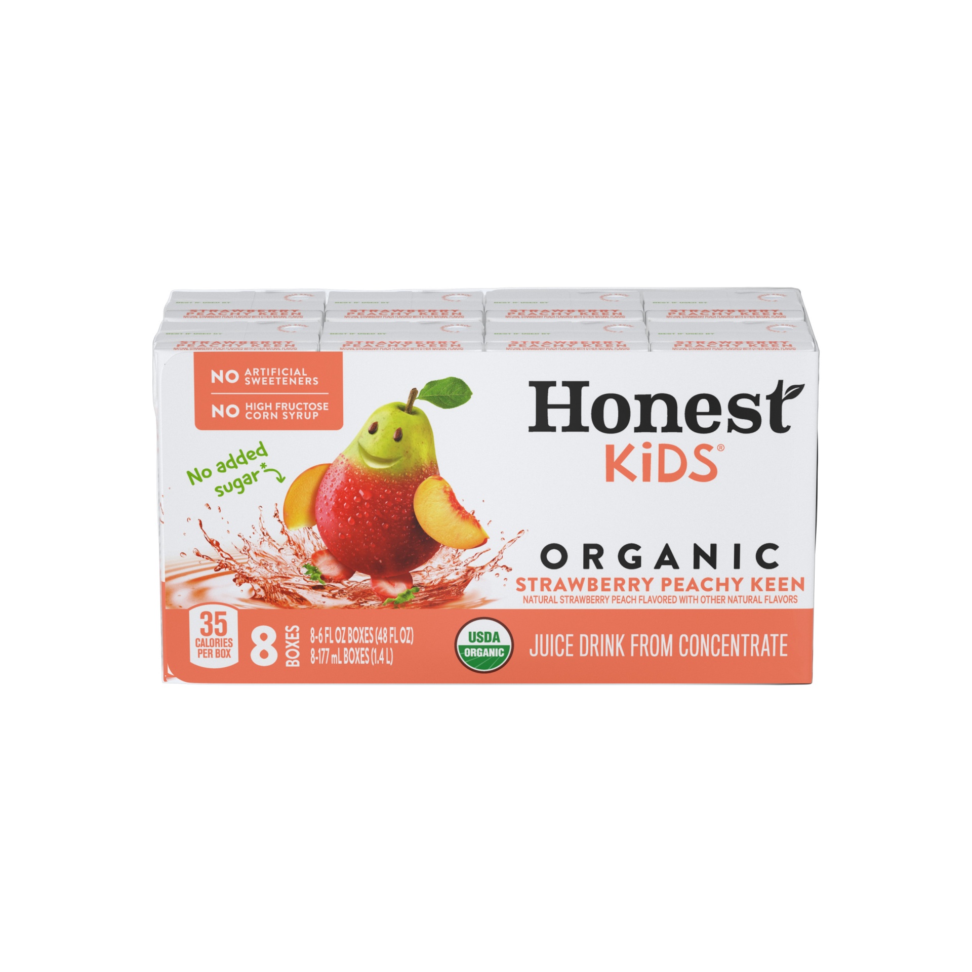 slide 14 of 17, Honest Kids Strawberry Peachy Keen Cartons, 6 fl oz, 8 Pack, 8 ct