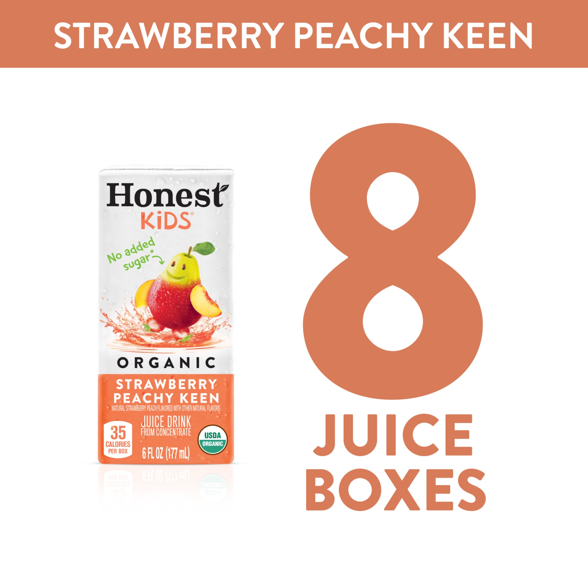 slide 8 of 17, Honest Kids Strawberry Peachy Keen Cartons, 6 fl oz, 8 Pack, 8 ct