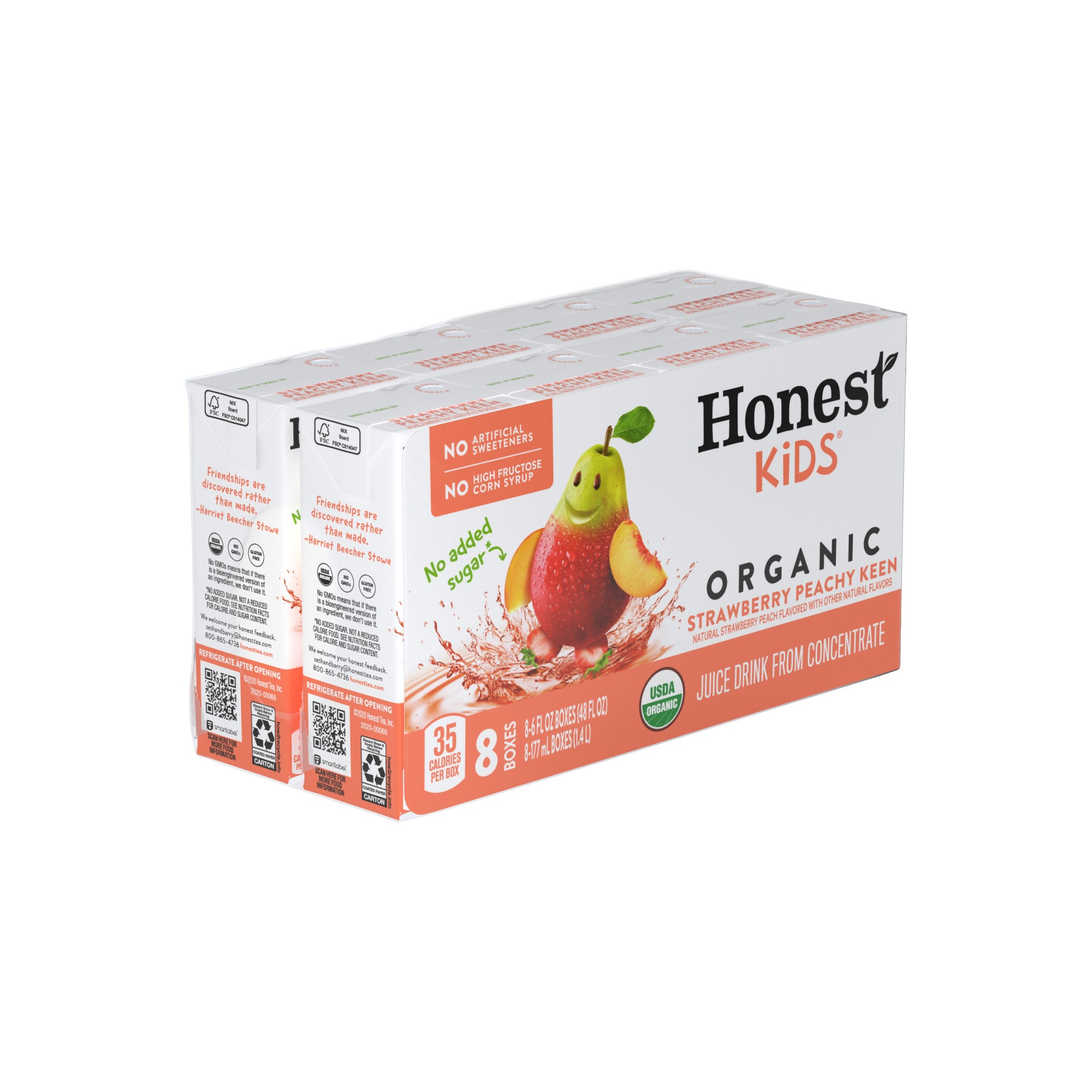slide 10 of 17, Honest Kids Strawberry Peachy Keen Cartons, 6 fl oz, 8 Pack, 8 ct