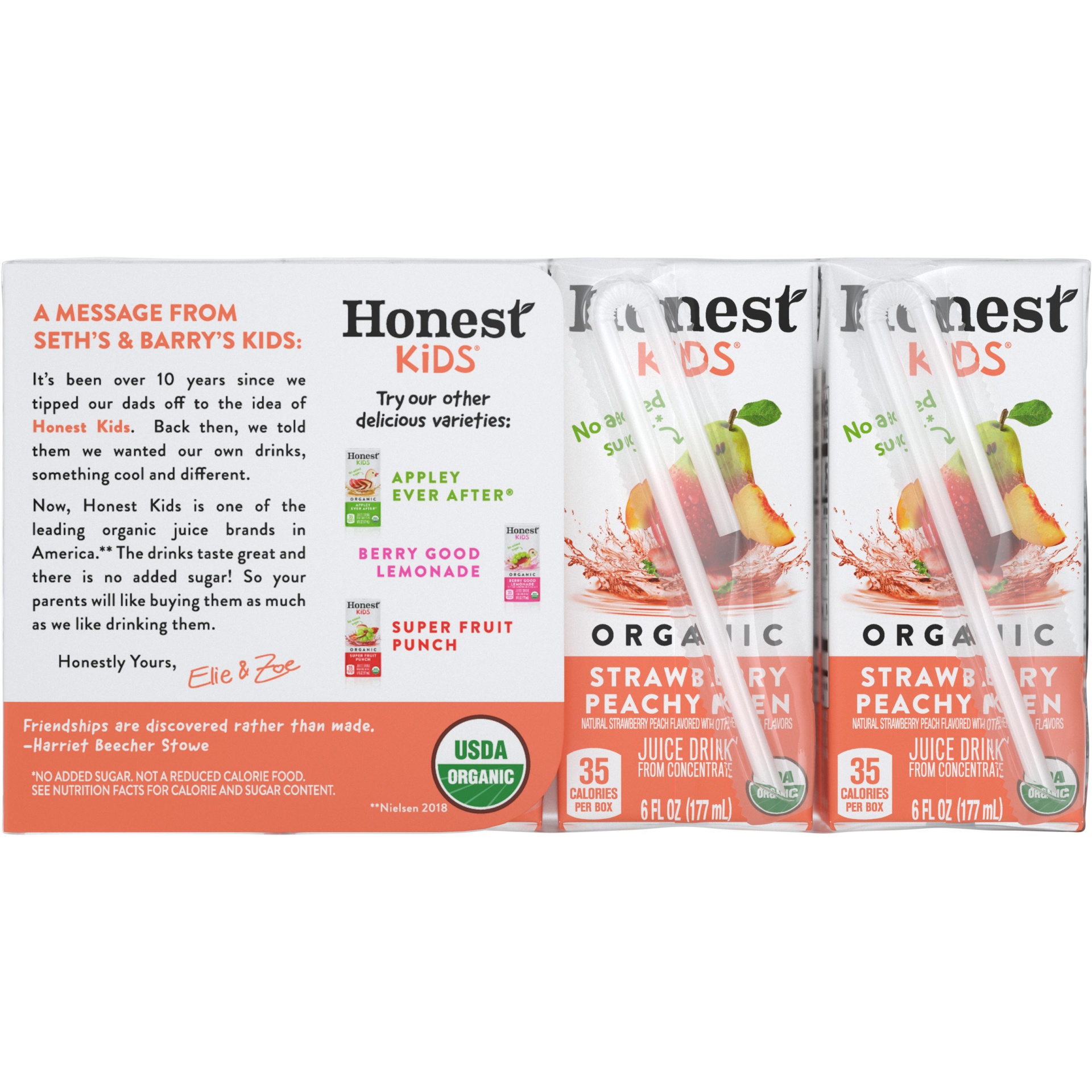 slide 4 of 17, Honest Kids Strawberry Peachy Keen Cartons, 6 fl oz, 8 Pack, 8 ct