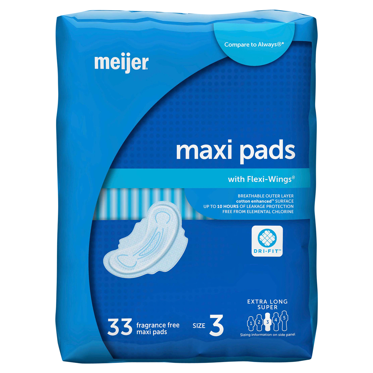 slide 13 of 21, Meijer Extra Long Super Maxi Pads with Flexi-Wings, 33 ct