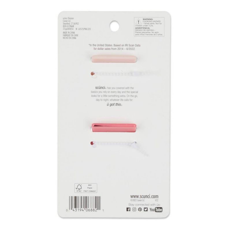 slide 2 of 3, scünci scunci Open Cut Claw Hair Clips - Pink - 2ct, 2 ct