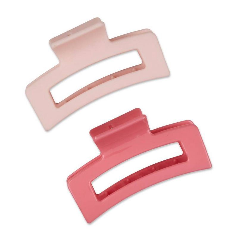 slide 3 of 3, scünci scunci Open Cut Claw Hair Clips - Pink - 2ct, 2 ct