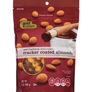 slide 1 of 1, CVS Gold Emblem Cracker Coated Almonds Sweet Barbecue, 7 oz