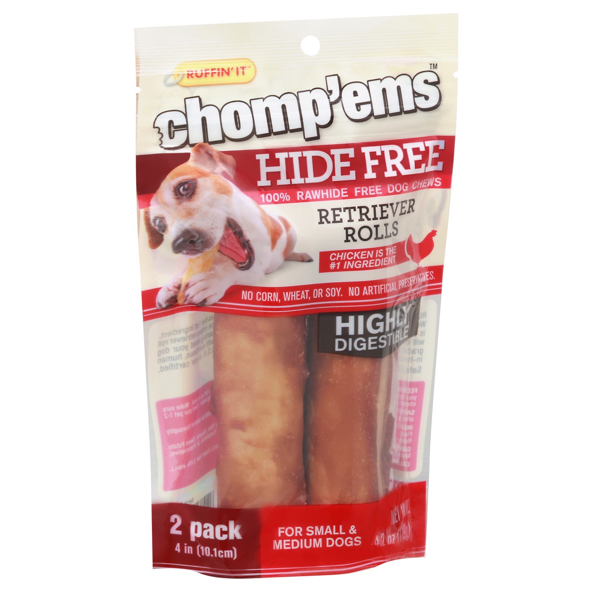 slide 4 of 9, Ruffin' It Chomp'ems Retriever Rolls Dog Chews 2 ea Bag, 2 ct